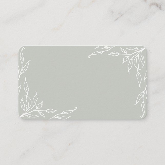 Sage Green Leaf Motif Thanksgiving Flat Place Card (Front)