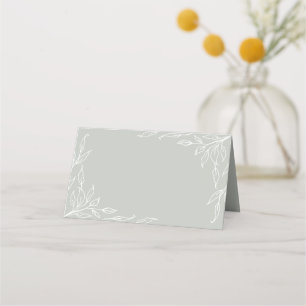 Sage Green Leaf Motif Thanksgiving Folded Place Card