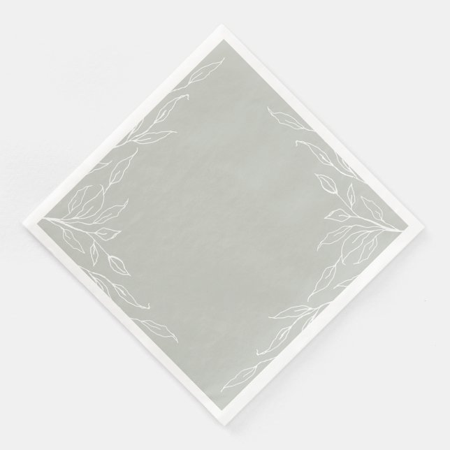 Sage Green Leaf Motif Thanksgiving Party Napkin (Corner)