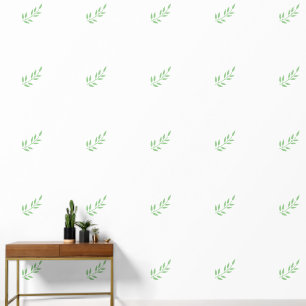 Sage Green Leaf Patterns Garden Greenery White Wallpaper