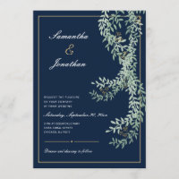 Sage Green Leaf Vines | Navy Blue Wedding