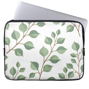Sage Green Leafy Branches Botanical Watercolor  Laptop Sleeve