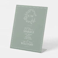 Sage Green Leafy Crest Monogram Let Love Sparkle