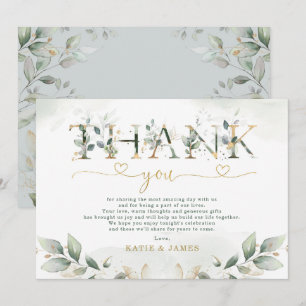 Sage Green Leafy Eucalyptus Wedding Thank You Card