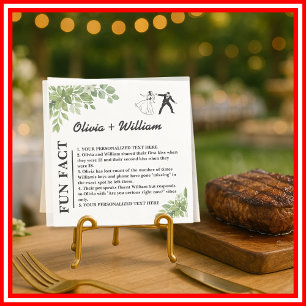 Sage Green Leaves Greenery Fun Fact Wedding  Napkin