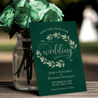 Sage Green Leaves on Emerald Green Elegant Wedding