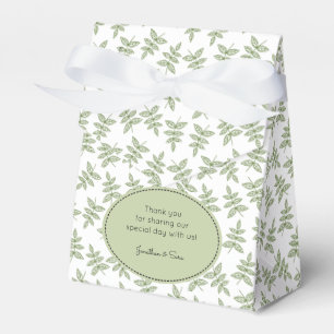 Sage Green Leaves Pattern Thank You Favor Box