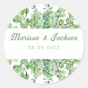 Sage Green Leaves Wedding Envelope Seals