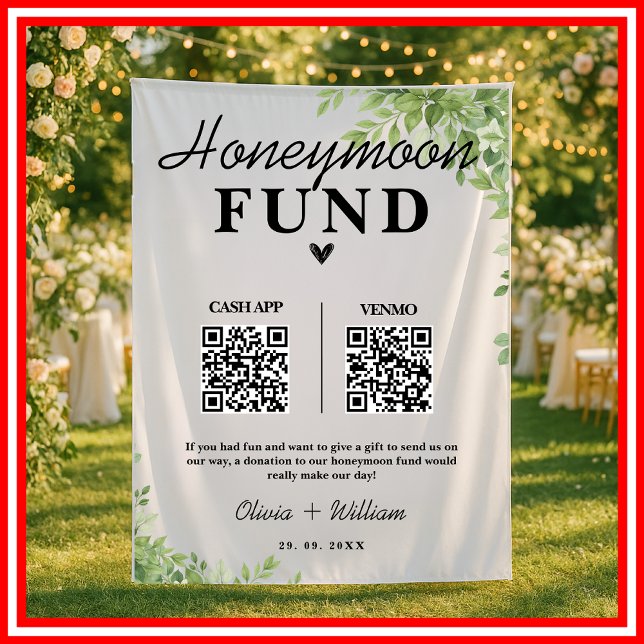 Sage Green Leaves | Wedding Honeymoon Fund Tapestry (Creator Uploaded)