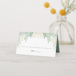Sage Green Leaves Wedding Place Card