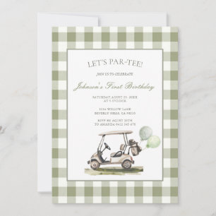 Sage Green Let's Par-Tee Golf 1st Birthday Party  Invitation