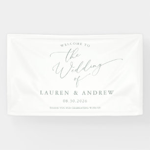 Sage Green Light Green Welcome to Our Wedding 1 Banner