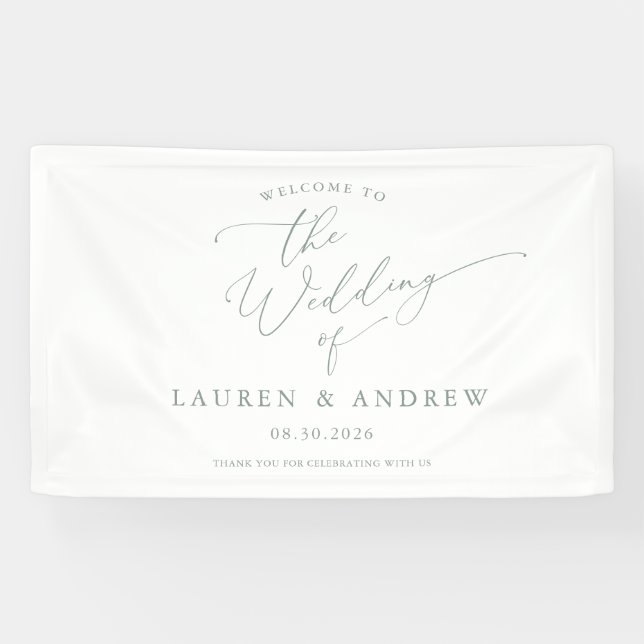 Sage Green Light Green Welcome to Our Wedding 1 Banner (Horizontal)