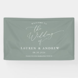 Sage Green Light Green Welcome to Our Wedding Banner