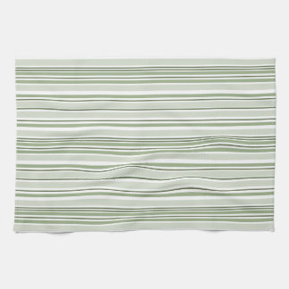 Sage Green (Light, Medium, Dark) and White Stripes Kitchen Towel