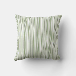 Sage Green (Light, Medium, Dark) and White Stripes Throw Pillow