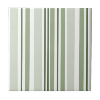 Sage Green (Light, Medium, Dark) and White Stripes Tile