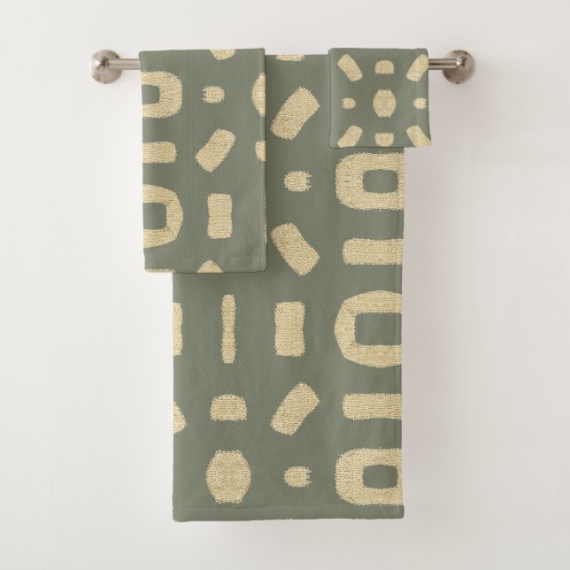 Sage Green Like African Kuba Kente Mud Cloth (Insitu)