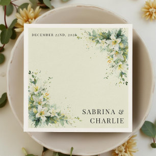 Sage Green Lily Valley Elegant Floral Wedding Napkin
