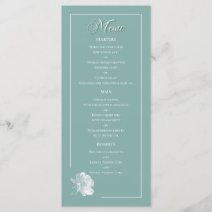 Sage Green Line Art Rose Dinner Dishes Wedding Menu