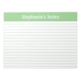 Sage Green Lined 11 x 8.5 Landscape Personalized Notepad