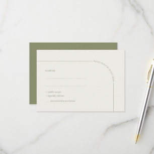 Sage Green & Linen Arch Minimalist Meal Choice RSVP Card