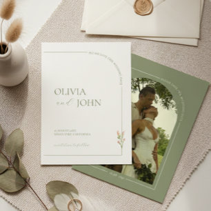 Sage Green & Linen Minimalist Save the Date Card