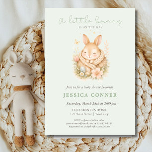 Sage Green Little Bunny On The Way Baby Shower  Invitation