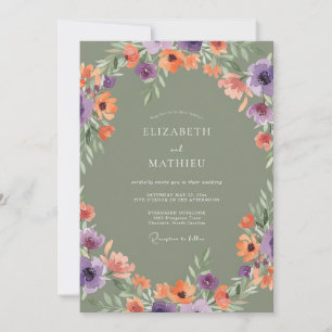 Sage Green Lively Summer Wedding Invitation
