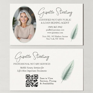 Sage Green Loan Signing Agent Photo QR Code Business Card