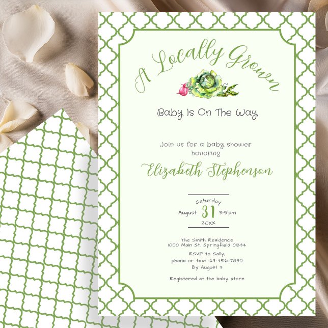 Sage Green Locally Grown Baby Shower Invitation (Creator Uploaded)