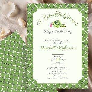Sage Green Locally Grown Baby Shower Invitation