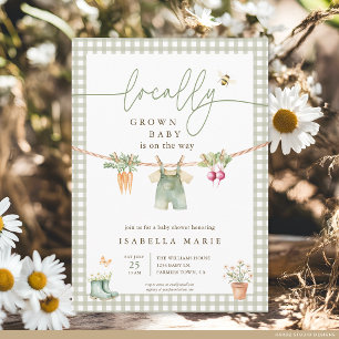 Sage Green Locally Grown Baby Shower Invitation