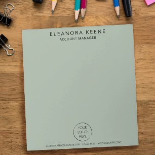 Sage Green Logo, Name, and Contact Info Business  Notepad