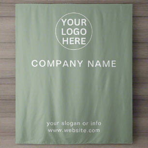 Sage Green Logo & Text l Modern Business Branded  Tapestry