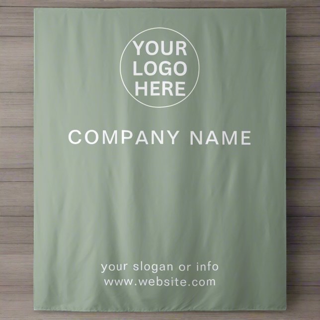 Sage Green Logo & Text l Modern Business Branded  Tapestry (Creator Uploaded)