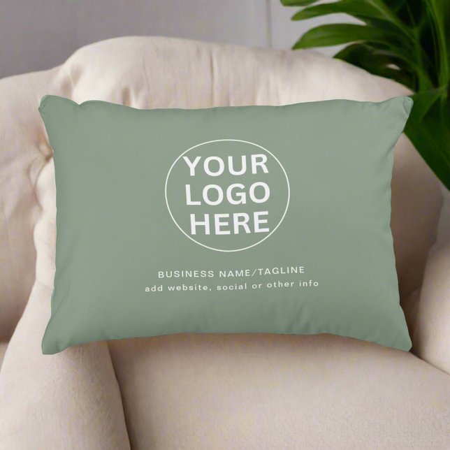 Sage Green Logo & Text l Professional Branded  Accent Pillow (Creator Uploaded)