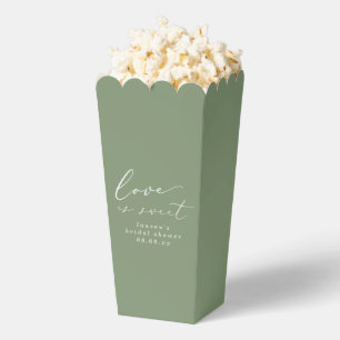 Sage Green Love is Sweet Bridal Shower Popcorn Favor Box
