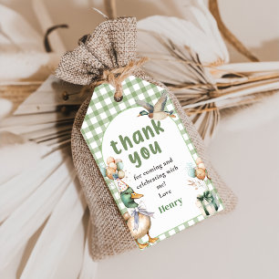 Sage Green Lucky Duck Balloon Birthday Gift Tags