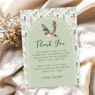 Sage Green Lucky Duck Boy Carte de remerciements d