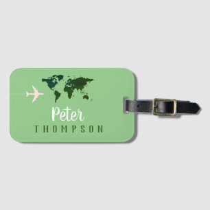 sage green luggage tag