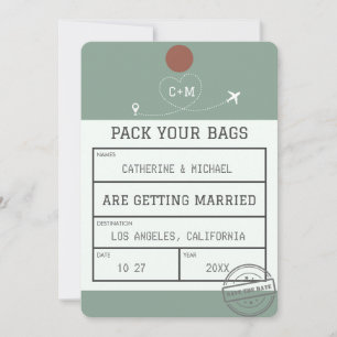 Sage Green Luggage Tag Save The Date