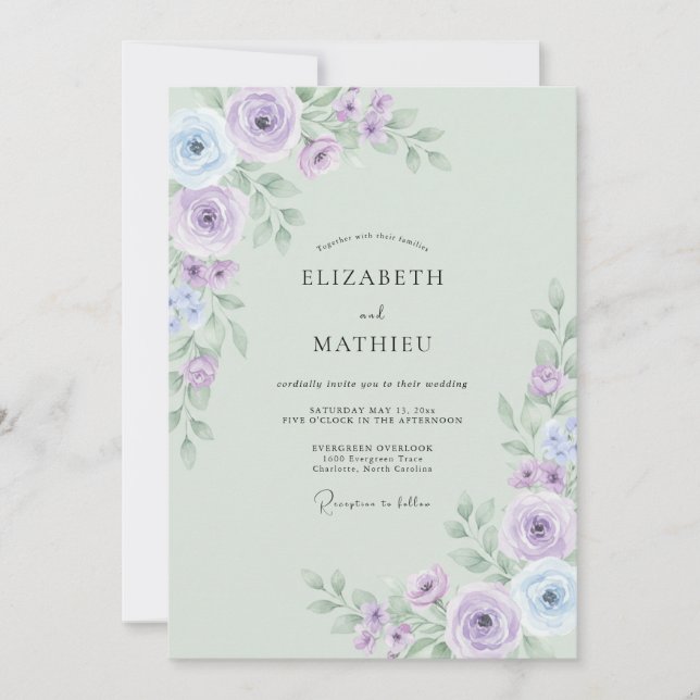 Sage Green Luminous Spring Wedding Invitation (Front)