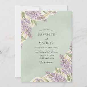 Sage Green Lush Lilac Wedding Invitation