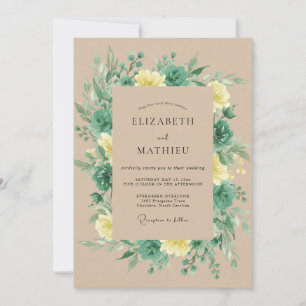 Sage Green Lush Rustic Wedding Invitation