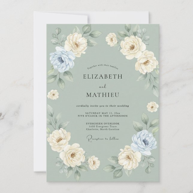 Sage Green Lush Spring Wedding Invitation (Front)