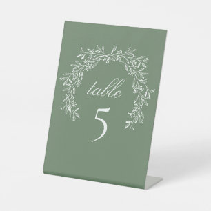 Sage Green Luxe Classic Botanical Crest Table Pedestal Sign