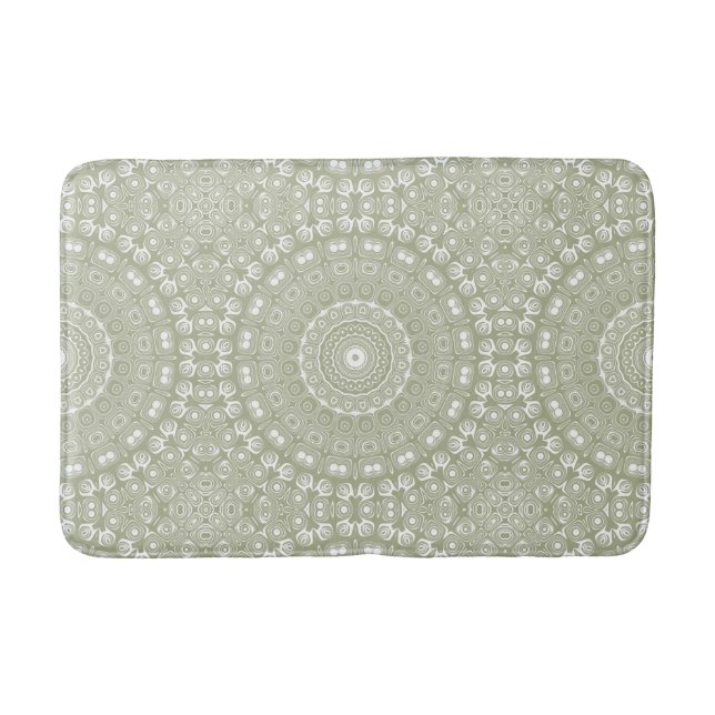 Sage Green Mandala Pattern Bath Mat (Front)