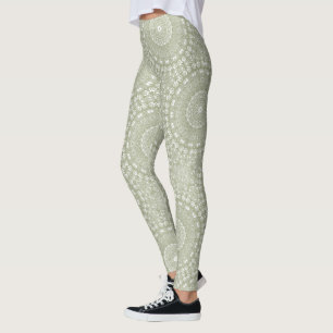 Sage Green Mandala Pattern Leggings