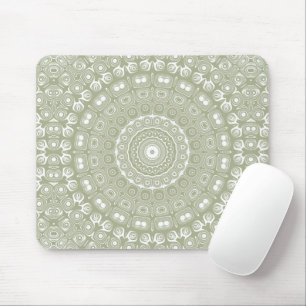 Sage Green Mandala Pattern Mouse Pad